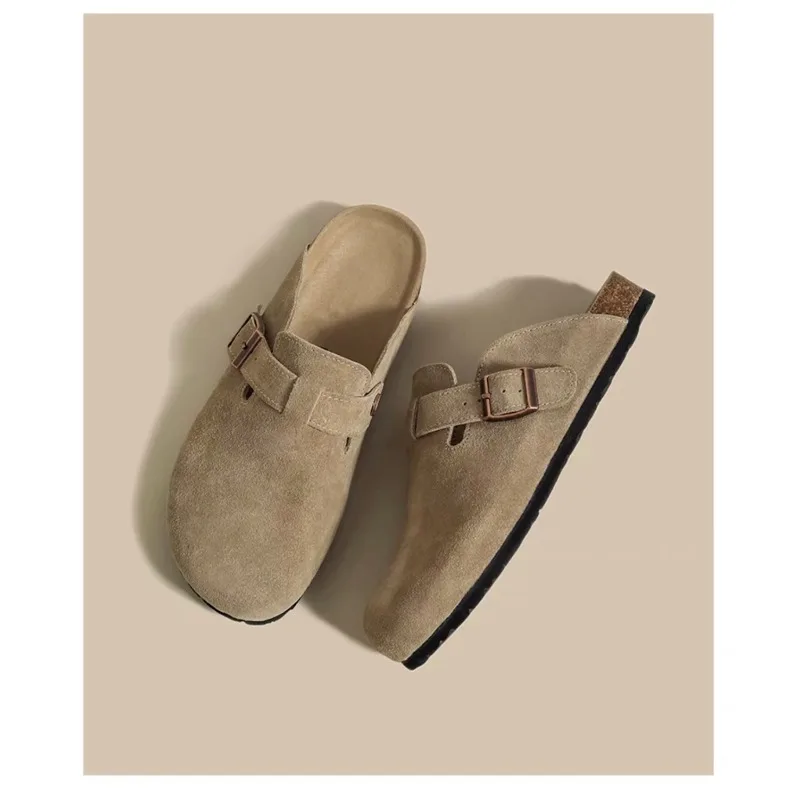 

Retro Fashion Women's Shoes Thick-Soled Solid Color Slingback Shoes Soft Soled Home Shoes Suede Clogs Sandals Spring and Autumn