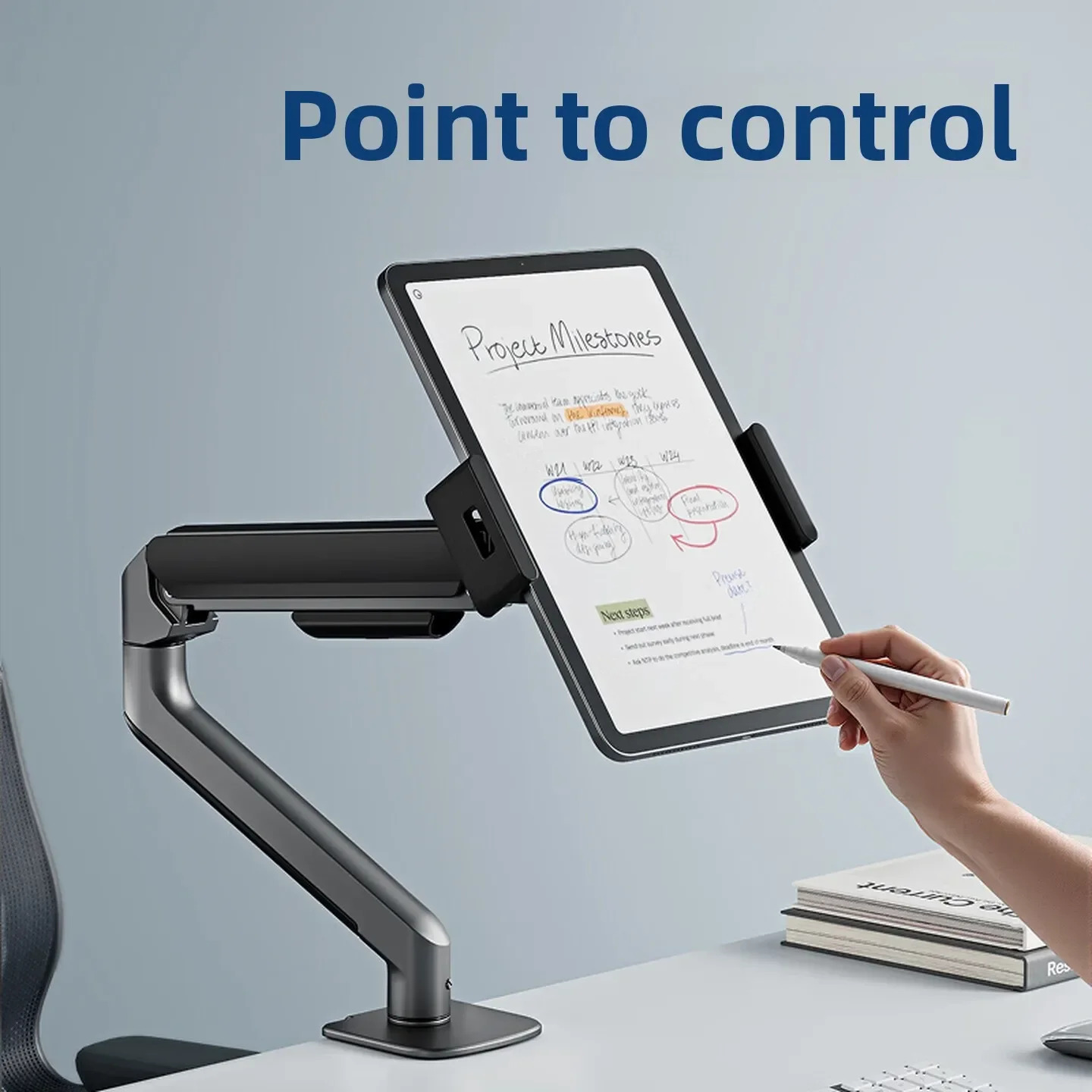 Tablet Monitor Arm Stand Adjustable Floating Desktop Holder for iPad Tablet Screen Computer Desk Office Home Black 태블릿 거치대