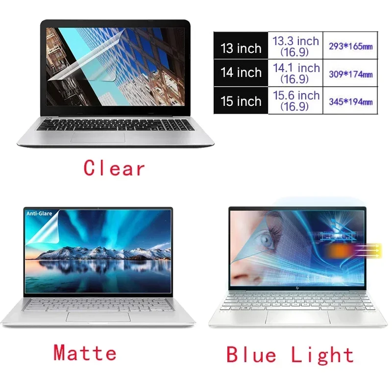 Notebook Screen Protector, Soft Film, Display Ratio 16:9, Fit para DELL, ASUS, Samsung, Lenovo, Toshiba Laptop, 15,6"