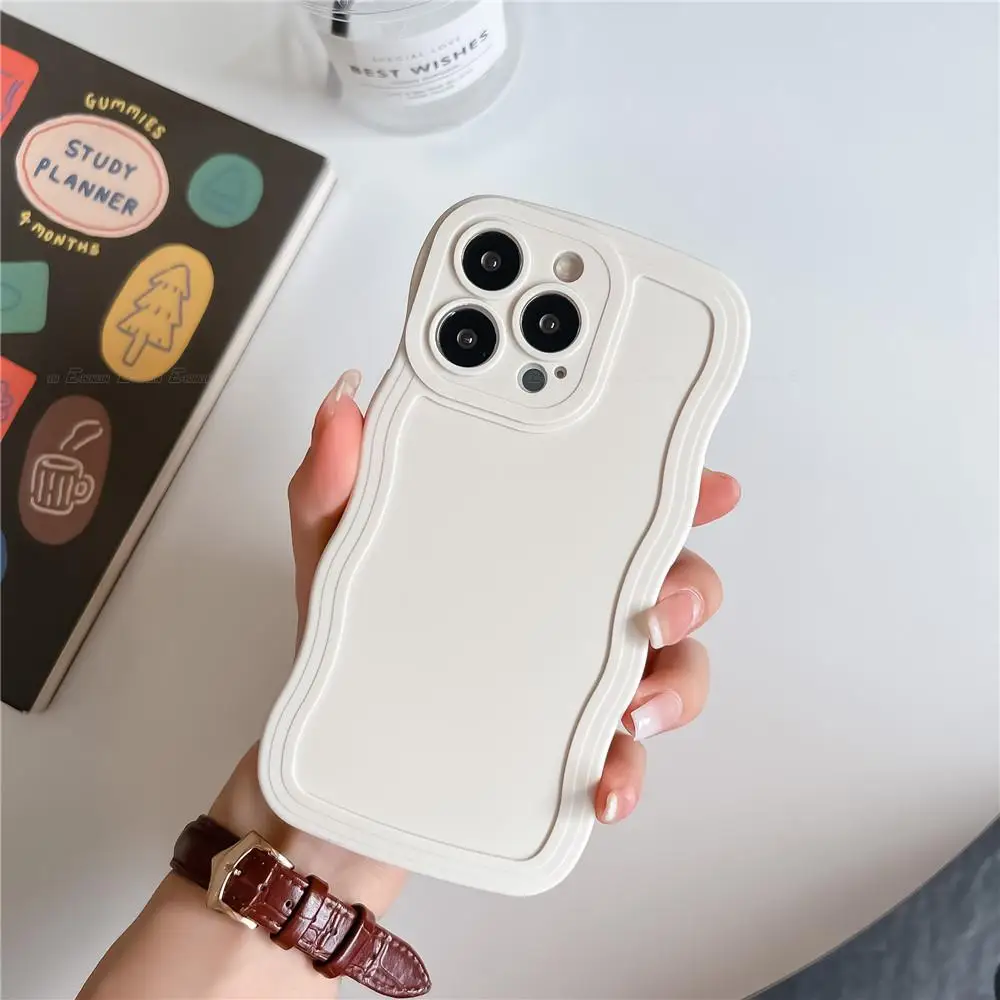 Ultra Slim Soft TPU Solid Color Silicone Phone Case For Xiaomi Poco F5 X5 M4 F4 X3 F3 M3 X2 F2 X4 GT Pro Curly Wave Back Cover