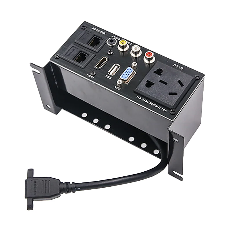 Multimedia Desktop Socket Zinc Alloy Information Panel with HDMI-compatible USB 3.5mm Audio Video AV Dual Network Port