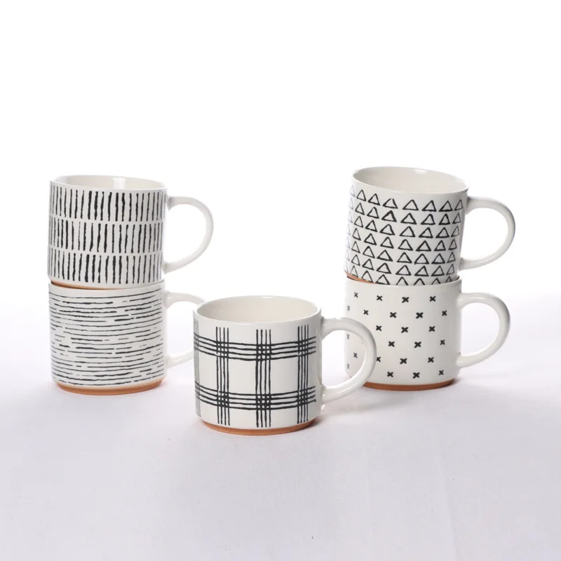 Minimalist Geometric Stackable Mug Set High Aesthetic Coffee Cup for Home Ceramic