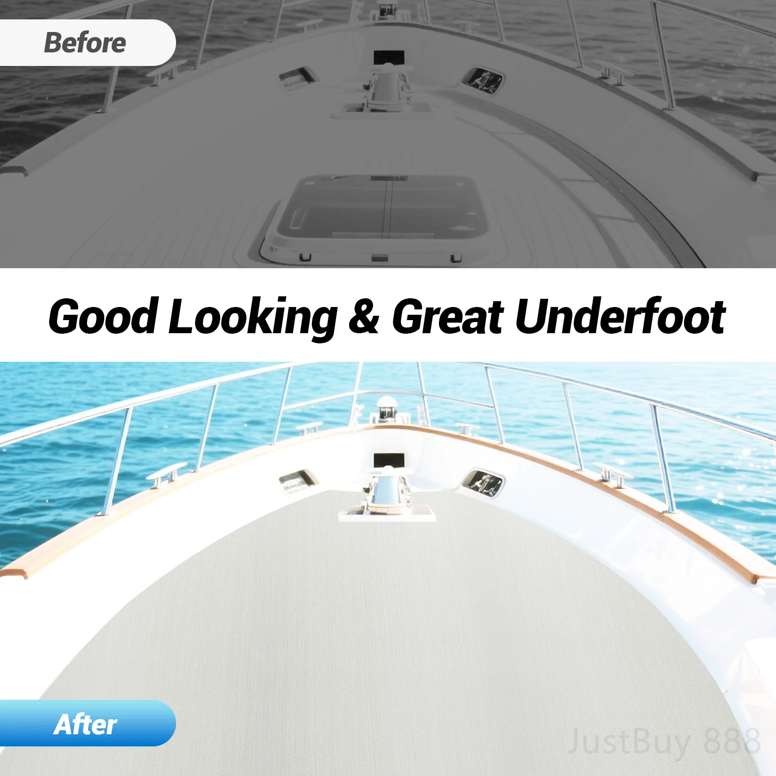 

240×90cm EVA Boat Flooring 6mm Thick and Odorless Stain-Resistant Boat Decking Self-Adhesive Mat for RV Surfboards Stairs