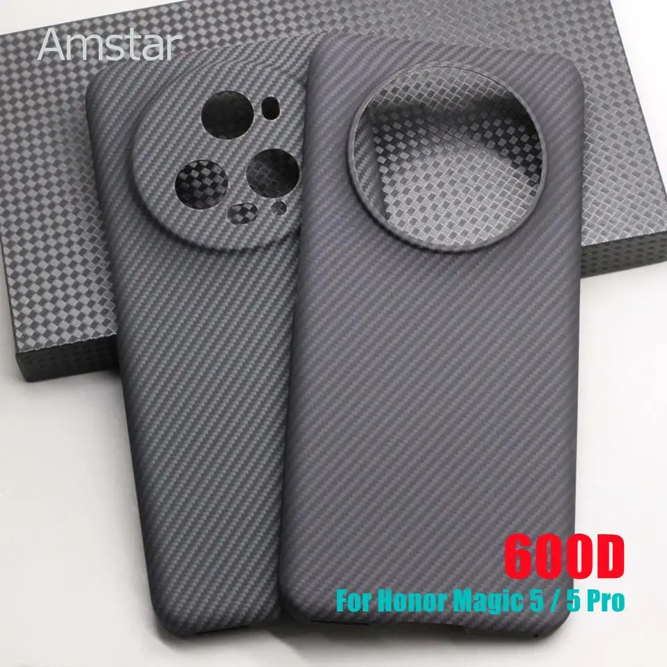 Amstar 600D Fine Lines Carbon Fiber Phone Case for Honor Magic 5 Pro Ultra-thin Anti-drop Premium Aramid Fiber Magic 5 Cover