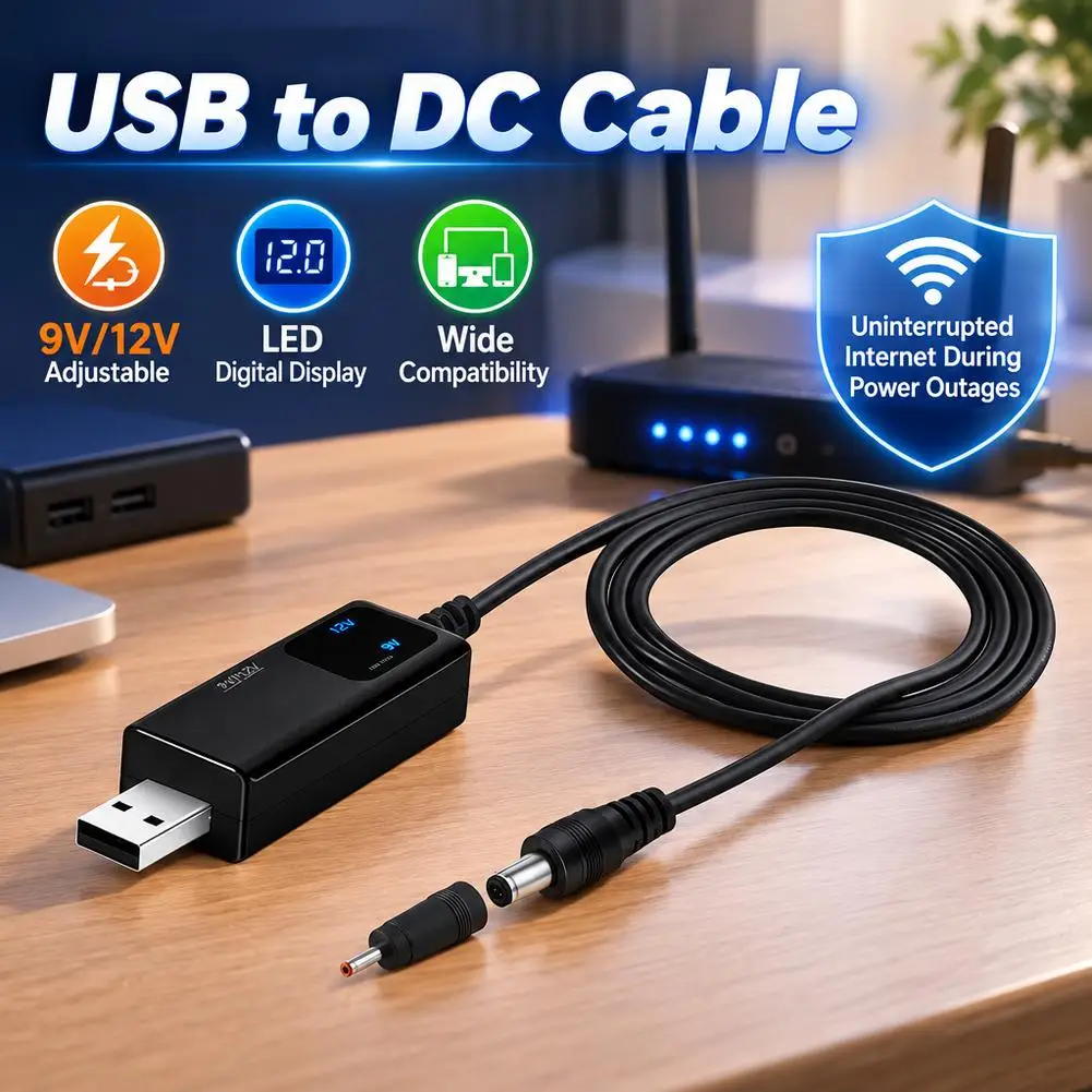 USB Boost Cable 5V To 9V 12V Power Adapter Converter 3.5mm Plug Step Up Line For WiFi Router Modem Mini Fan Device
