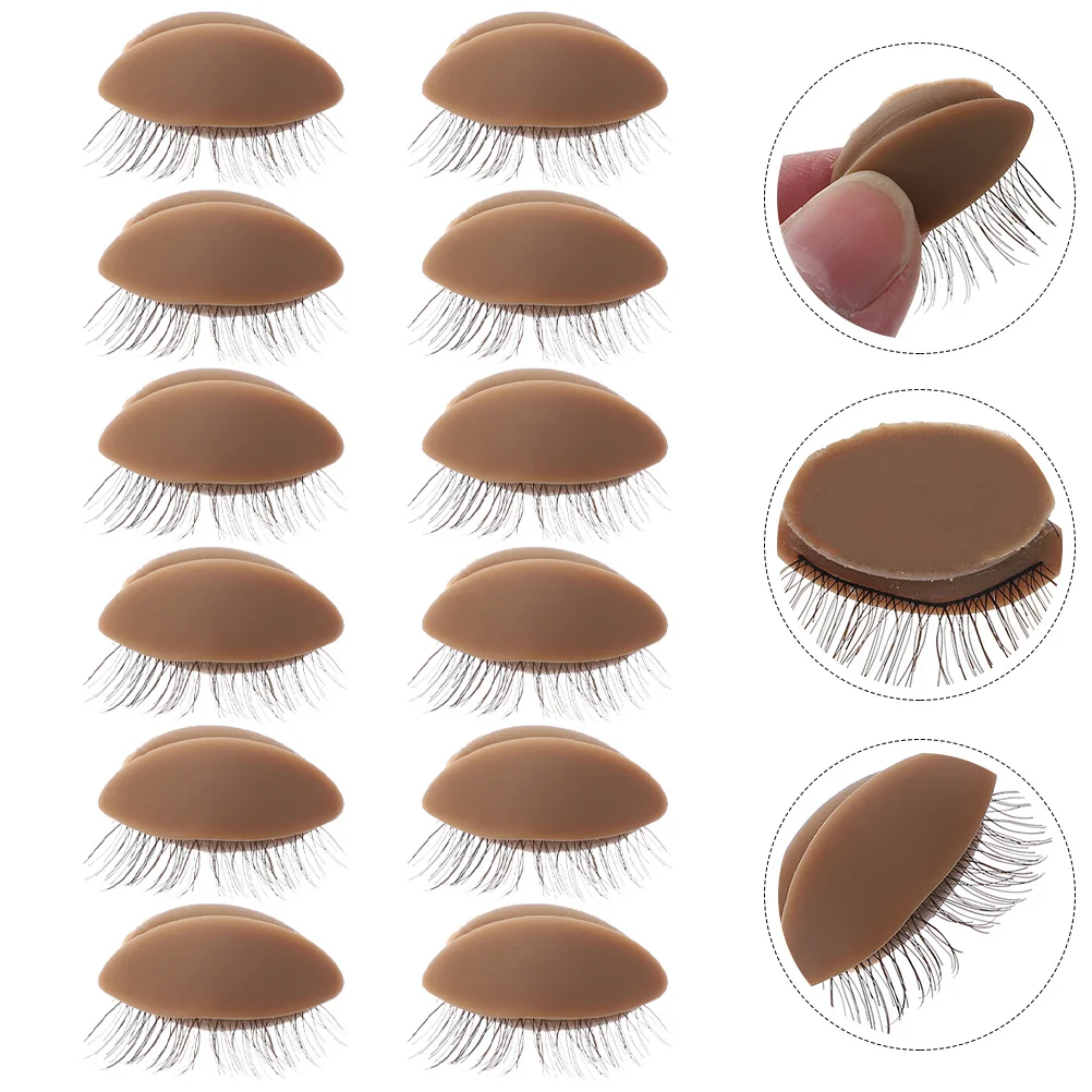

6Pairs Silicone Replacement Eyelids Realistic Lash Practice Accessory Mannequin Lash Extension Supply Replacement Eyelids