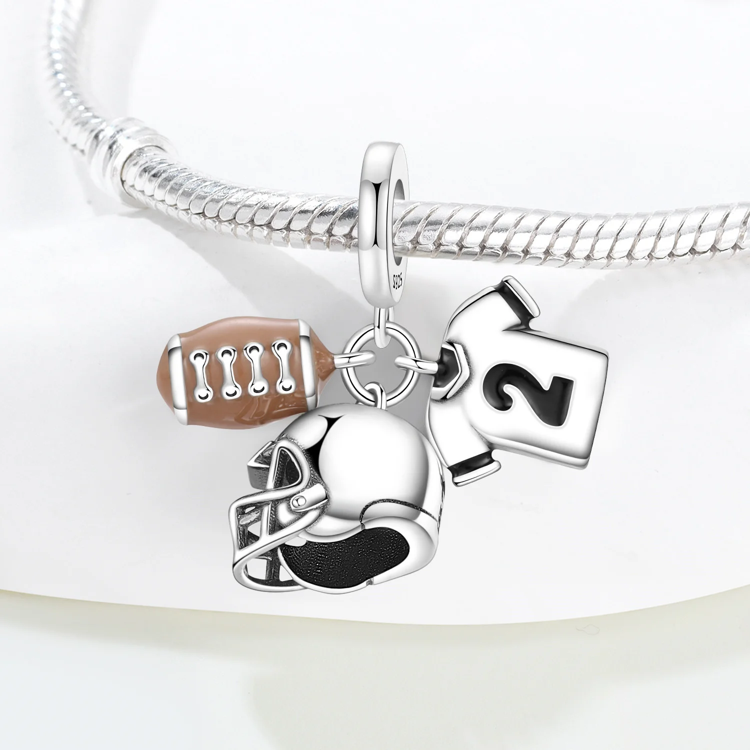 PANPOKI 925 Sterling Silver Rugby Interest Sports Original Pendants Bracelet Charms Jewelry Party Beads DIY Trendy Gifts