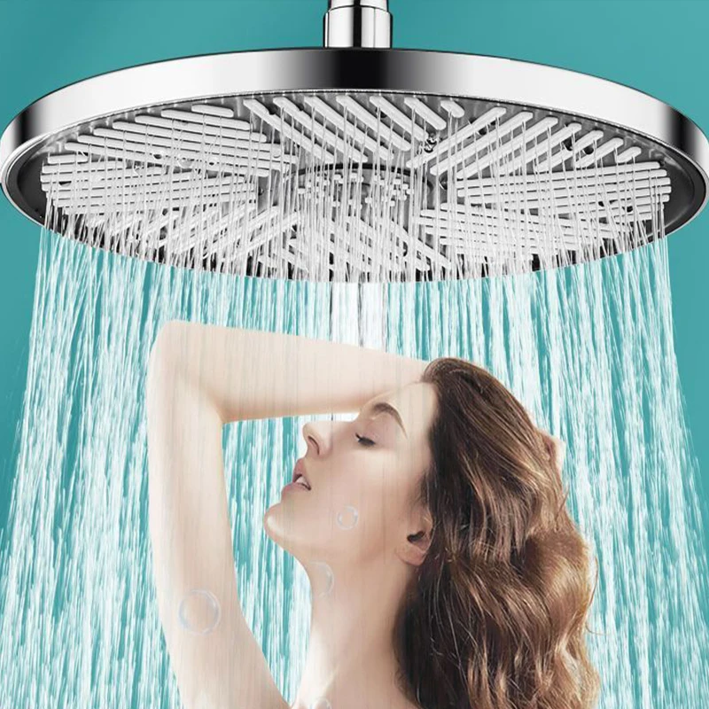 10 Inch High Pressure Rain Shower Head, Large Round ABS Overhead Shower with Air Pressure Boost G1/2 Interface for Bathroom
