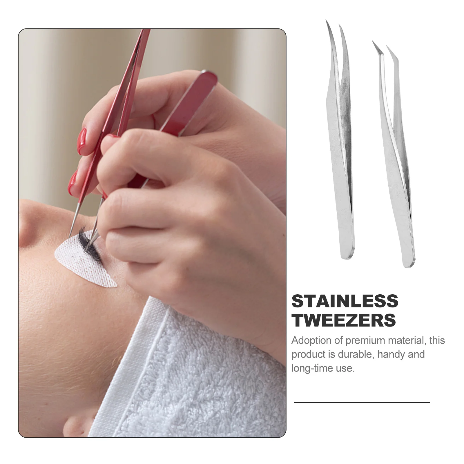 2 قطعة ملاقط تطعيم الرموش الاحترافية طرف رفيع من الفولاذ المقاوم للصدأ مقبض غير قابل للانزلاق مثالي لاستخدام صالونات صالونات الرموش