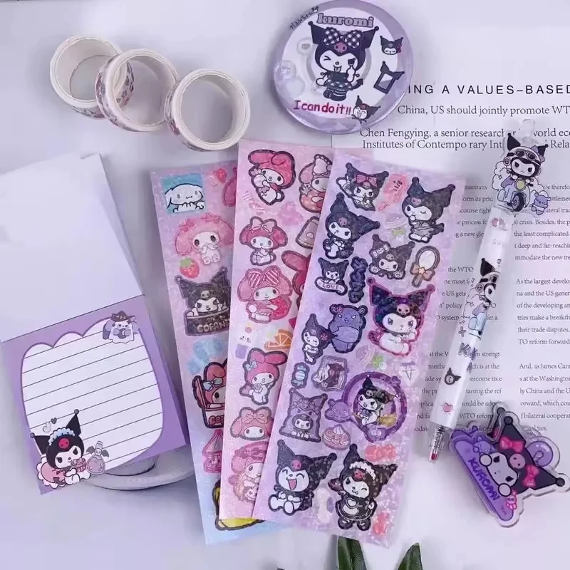 Sanrio Stationery Gift Box Set Kuromi Hellokitty Lace Notebook Stickers Pen Washi Tape Cute Kawaii Birthday Gift for Girls Kids view 5