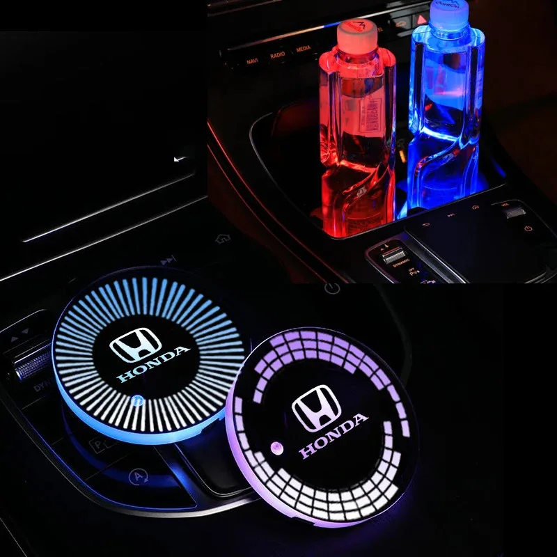 

Car LED Coaster Light Water Cup Bottle Holder Interior Mat for HONDA Civic Accord Fit Jazz CRV HRV Odyssey Jade Accessories