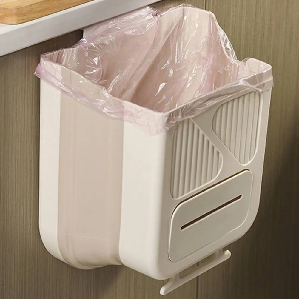 

Foldable Hanging Kitchen Trash Can Cabinet Door Mount Collapsible Waste Basket for Compost Paper Plastic Glass Cans Recycling