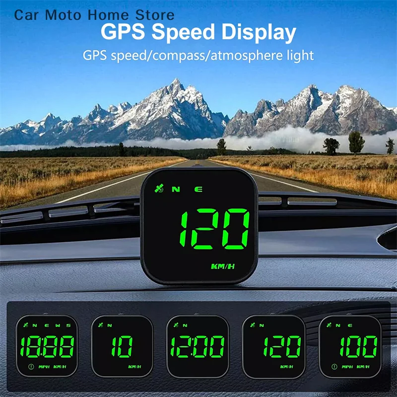 Velocímetro con pantalla frontal para coche, Mini velocímetro alimentado por USB de 2,5 pulgadas con brújula GPS, alarma de exceso de velocidad G4S, LED, recordatorio de fatiga y conducción HUD