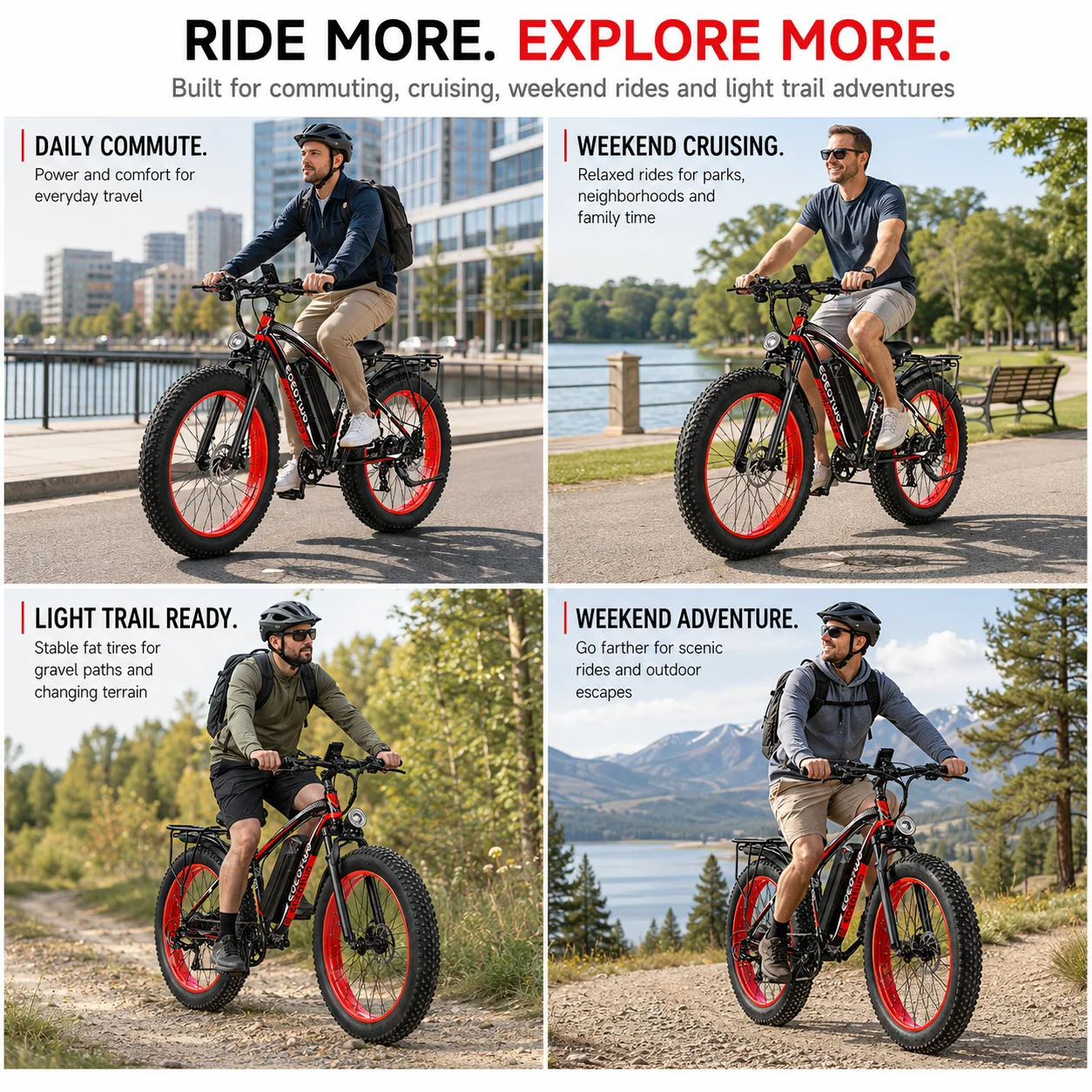 Electric Bike for Adults Teens, 1500W Motor, 34 Mph & 60 Miles, 26" Fat Tire All-Terrain Electric Mountain Bike with 48V 15AH Removable Battery, Dual Brake Off-Road Ebike image 8