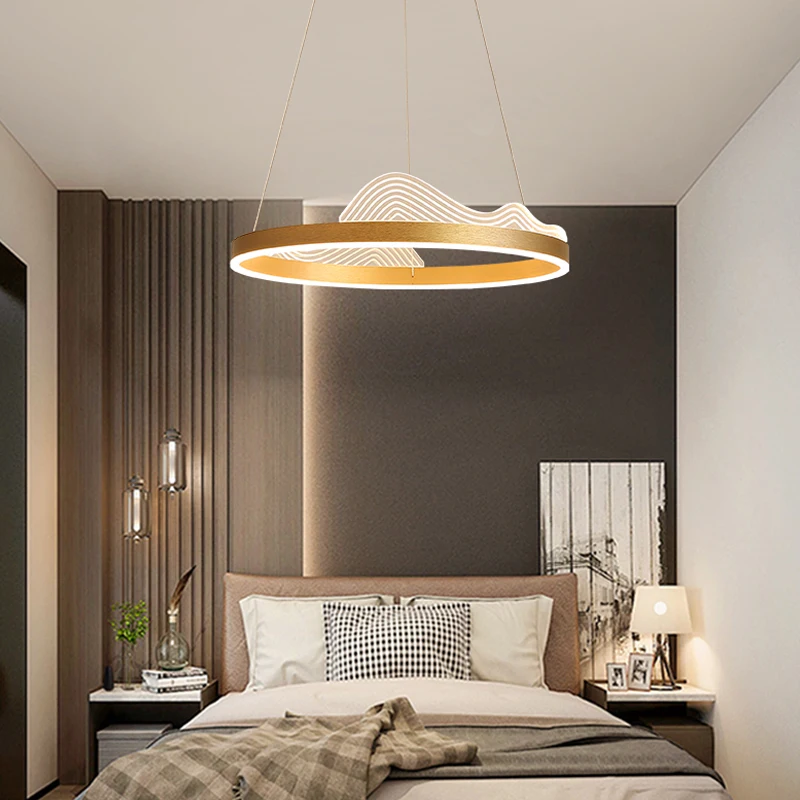 AiPaiTe Carbon Steel Acrylic LED Gold Circle Wave  Chandelier for Bedroom, Living Room and other Home Decor, Ceiling chandelier