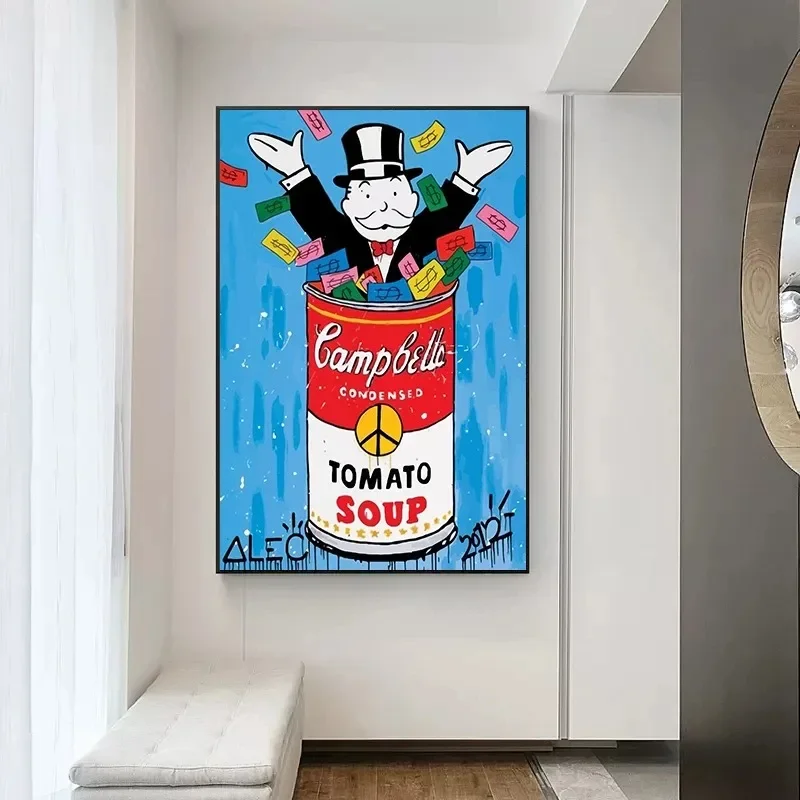 شارع الكتابة على الجدران الكرتون أليك احتكار المليونير المال الجدار المشارك يطبع قماش اللوحة غرفة الهدايا غرفة المعيشة ديكور المنزل #3