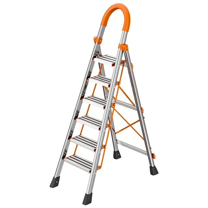 Household stainless steel ladder folding ladder multi-functional easy-to-store herringbone loft interior decoratio