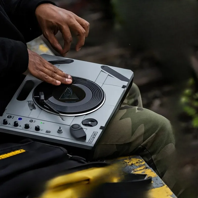 Relooped Spin professional portable record player scratched 7 inch vinyl, free disc record