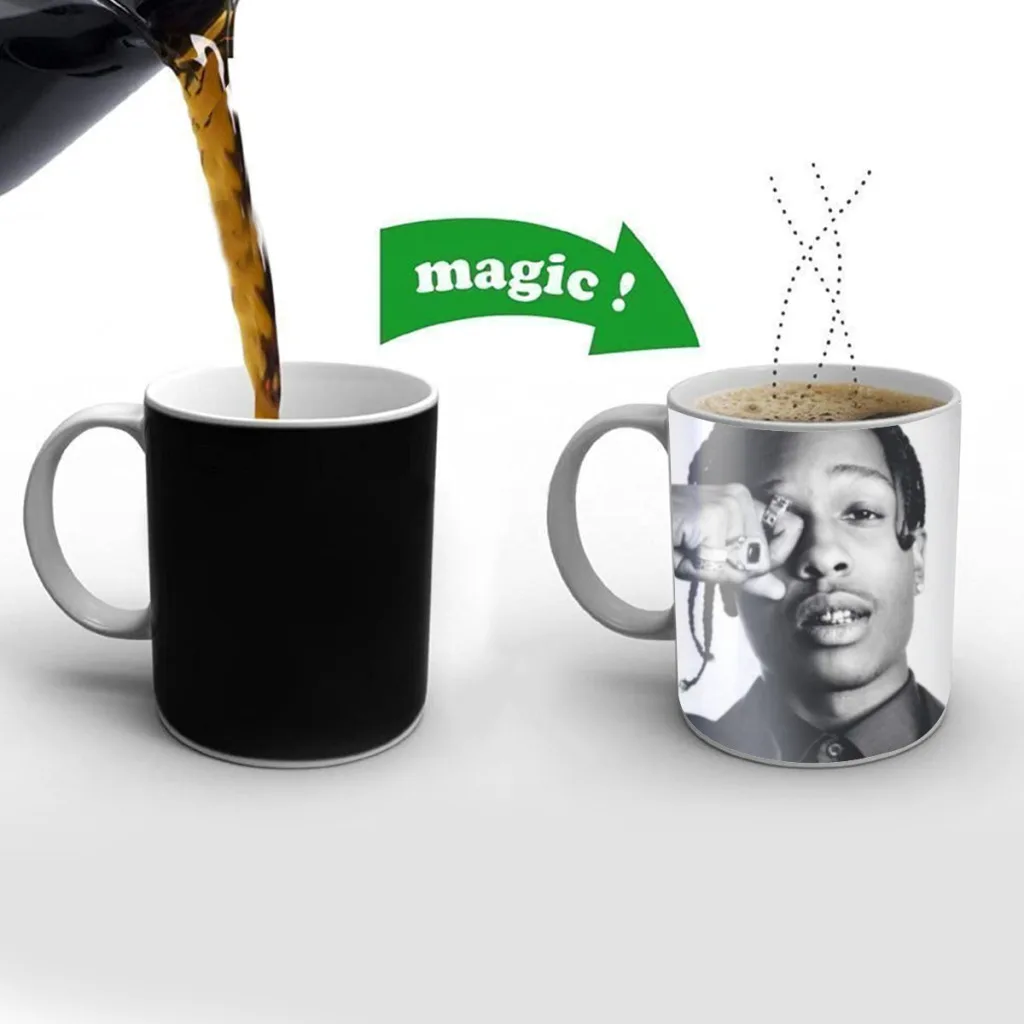 Rapper A-Asaps R-Rockys Classic Vintage Magic Hot Cold Heat Temperature Sensitive Color-Changing Coffee Tea Milk Mug Cup