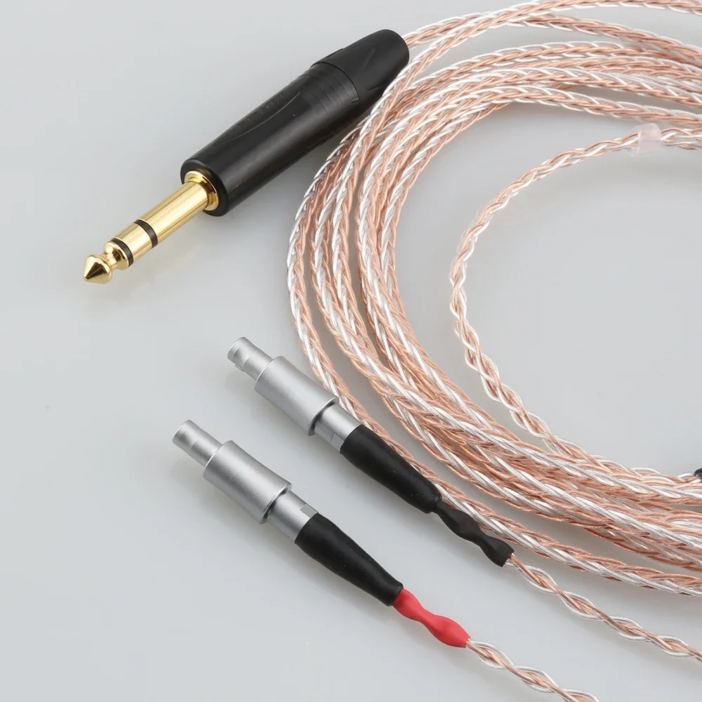 HIFI 6.35 مللي متر 4pin XLR ذكر متوازن 8 كور 7N OCC كريستال واحد اليدوية سماعة ترقية كابل لسماعة الرأس HD800 HD800S
