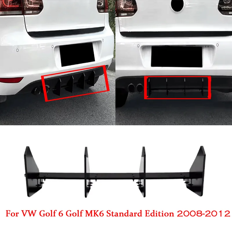 

Car Rear Bumper Spoiler Lip For VW Golf 6 MK 6 Standard Ver 2008-2012 Diffuser Splitters Trim Auto Body Kits Car Accessories