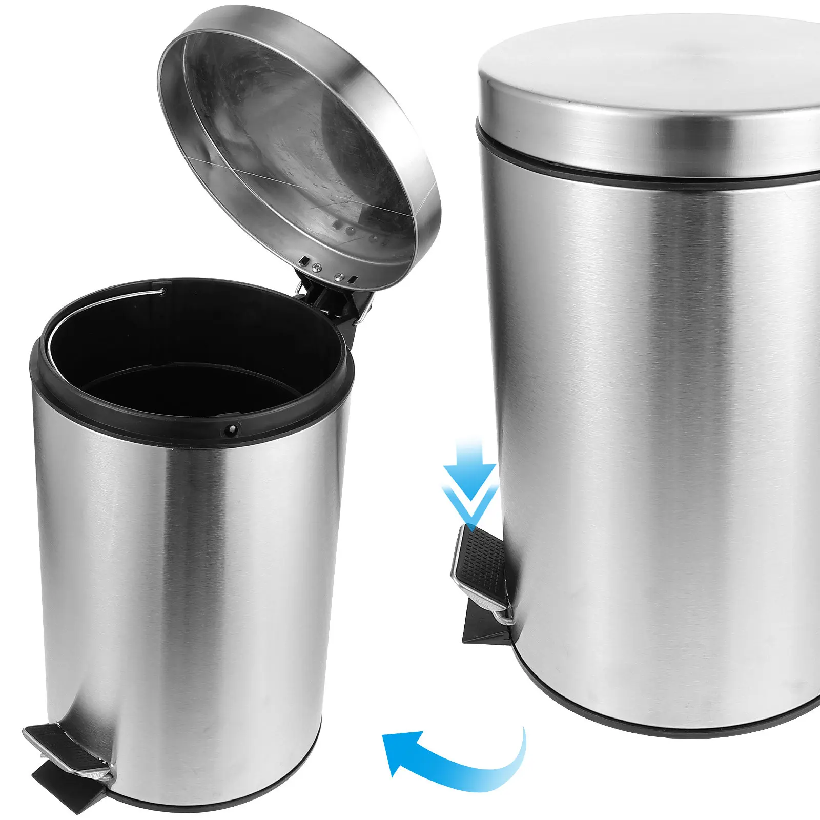 

5L Pedal Trash Can Stainless Steel Modern Design Large Opening for Easy Use Kitchen Bathroom Living Room Garbage Bin