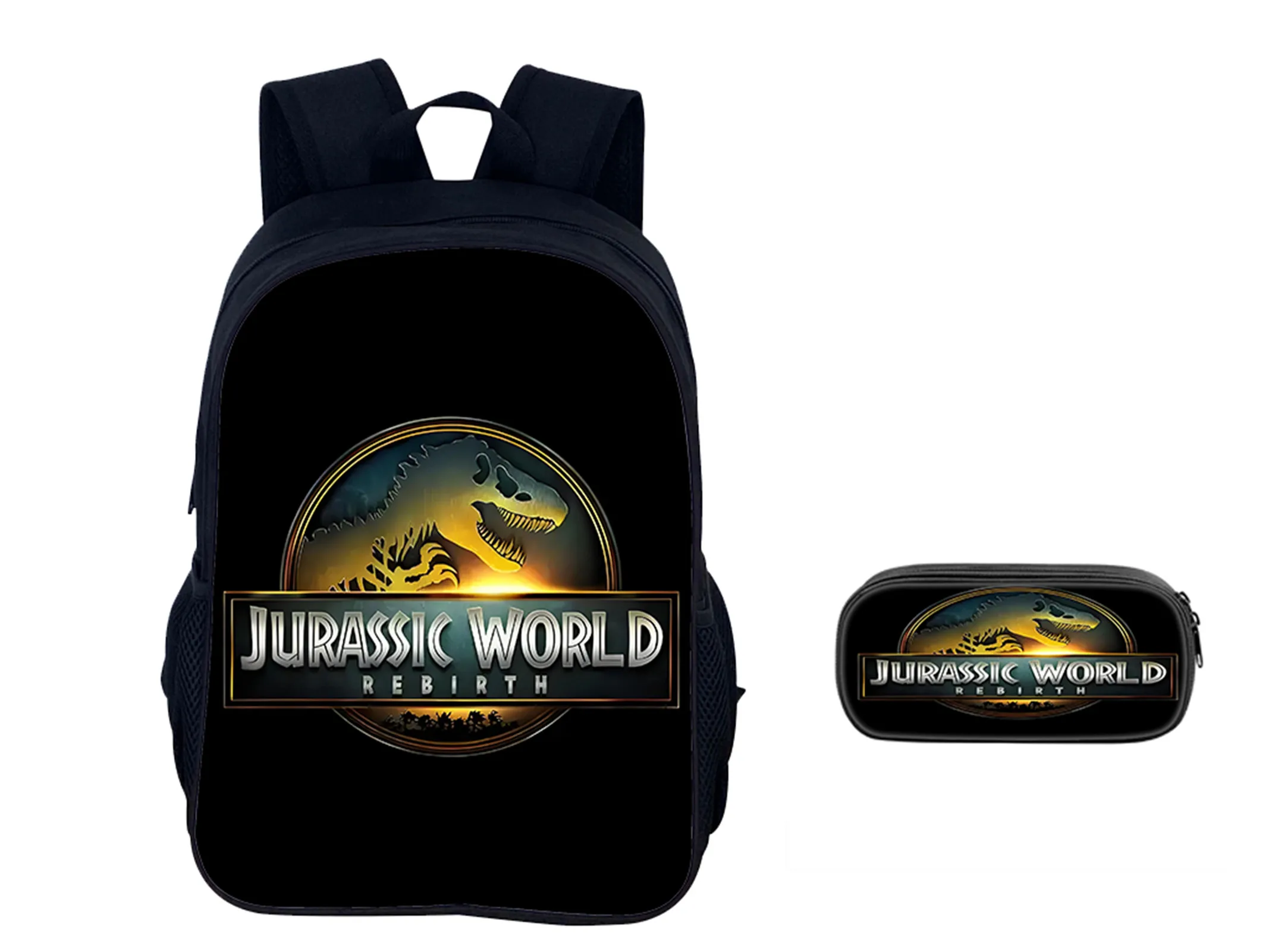 Jurassic World Lightweight Bookbag+Canvas Pencil Case Set,Elementary Kids Fashion Backpack Casual Knapsack for School