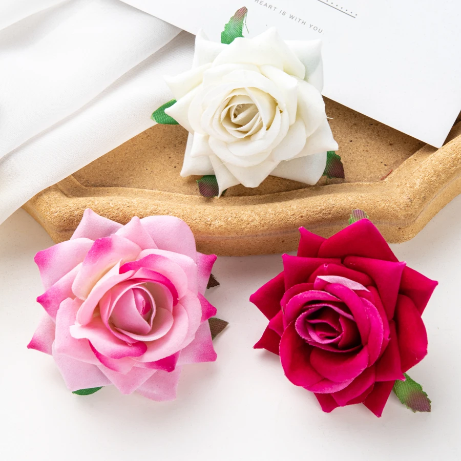 6 cm 100 Stück rote Flanell-Rosen für Scrapbooking, Valentinstag, Heimdekoration, Hochzeit, Garten, DIY-Süßigkeitenbox, künstliche Blumen, Großhandel – Detail 6
