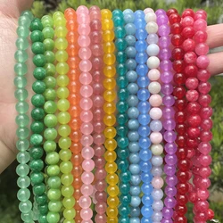 4/6/8/10mm Natural Chalcedony Stone Beads Jades Crystal Loose Round Spacer Beads for Jewelry Making DIY Bracelet Accessory 15''