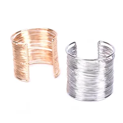 Gold Silver Color Wide Open Cuff Bracelets Bangles For Men Women Male Female Bangle Alloy Big Bracelet Fashion Jewelry