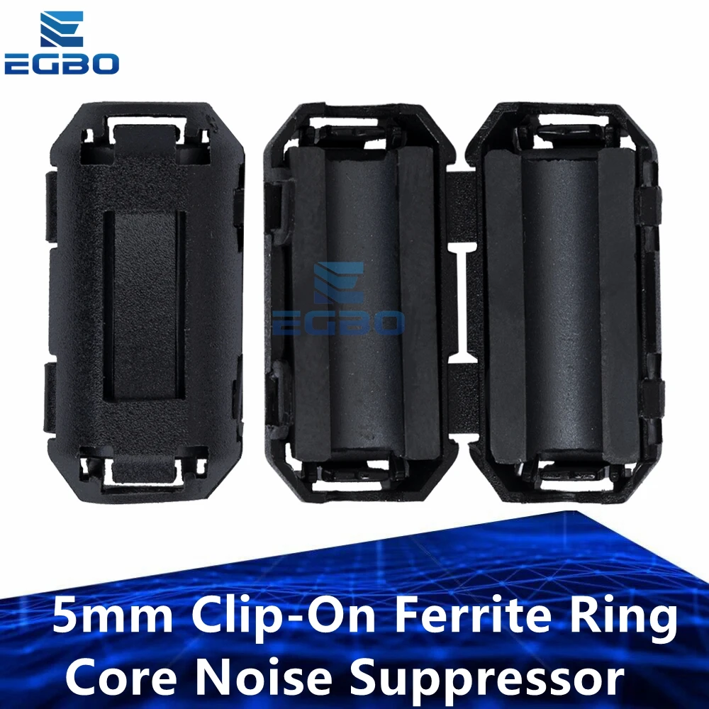 5mm Clip-On Ferrite Ring Core Noise Suppressor For EMI RFI Clip Cable Active Components Filters