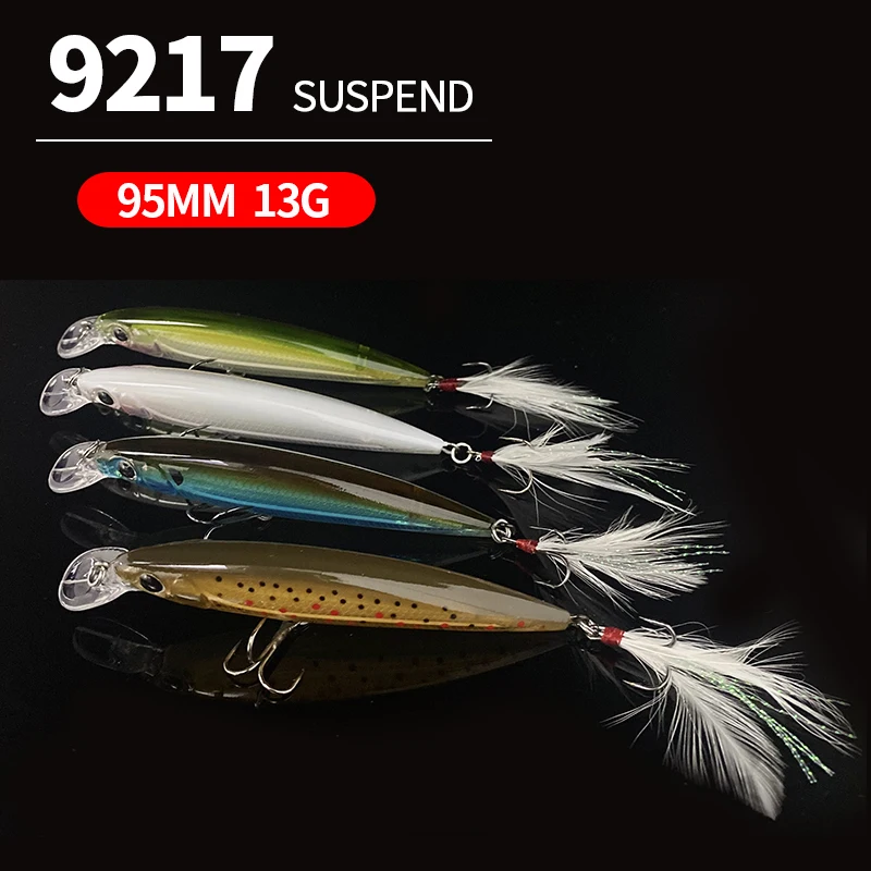 

95mm 13g Floating Minnow Lure Translucent Body Pesca Artificial Hard Fish Bait Wobbler Leurre for Pike Tilapia Fishing Supplies