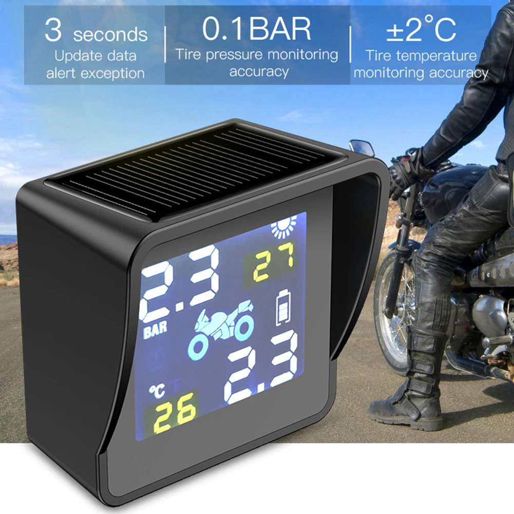 

Беспроводная высокоточная солнечная зарядка TPMS, давление в шинах, мониторинг температуры в шинах, сигнализация, запасные части для мотоциклов