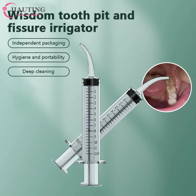 Oral Care Tonsil Socket Irrigator, Seringa de Irrigação Dentária com Ponta Curvada, Instrumento Odontológico Descartável para Uso Dentista, 12ml