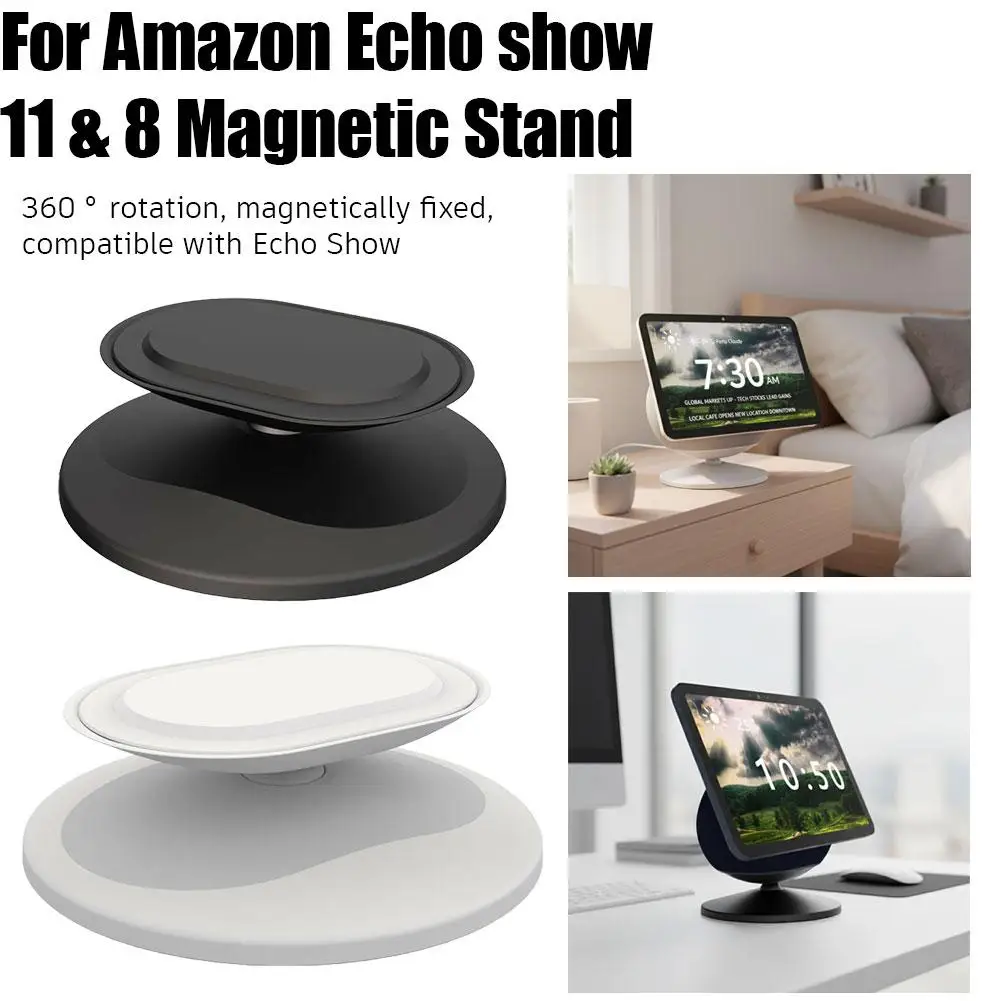 Adjustable Tilted Desktop Stand For Echo Show 11/Show 8 Magnetic Base Anti Slip Silicone Stand, Home Office view 3