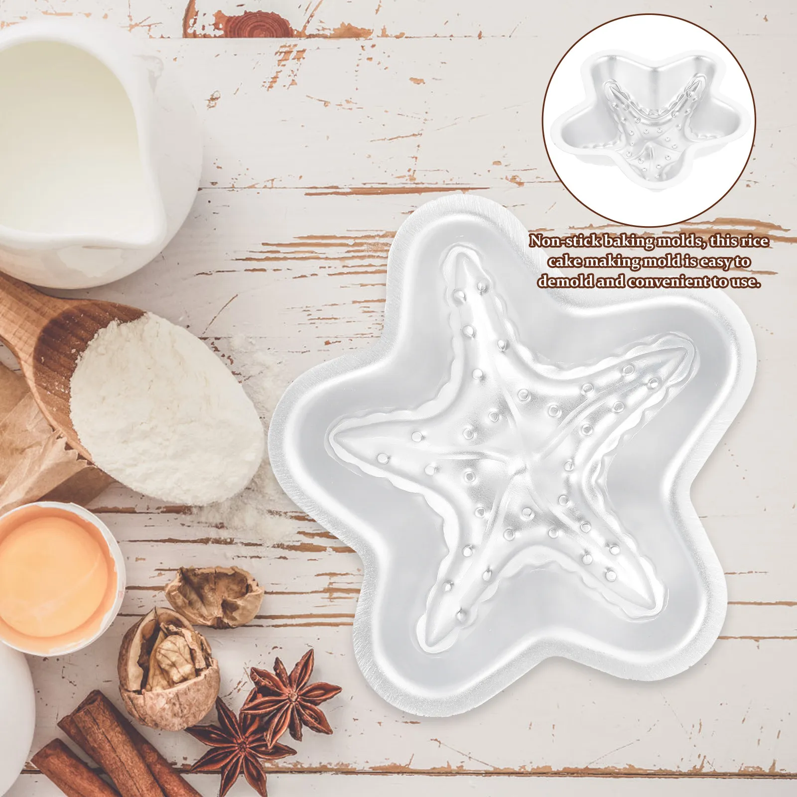 Starfish-Shaped Non-Stick Rice Cake Mold, Heat-Resistant Metal Baking Tool for Home, Bakery & Restaurant