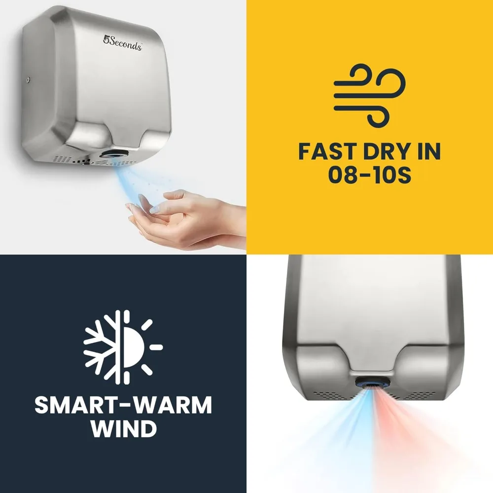 عرض ساخن - - مجفف الأيدي التجاري، أجهزة الحمام المصنوعة من الفولاذ المقاوم للصدأ للمستشفى والمكتب والمزيد، يد خالية من اللمس #6
