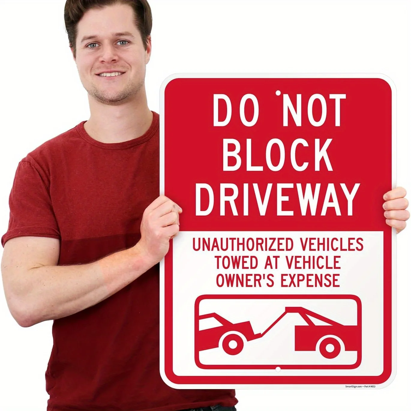

Reflective "No Blocking Lane" Sign -8 Inches X 12 Inches Iron, Engineering Grade, Towing Unauthorized Vehicles at Your Own