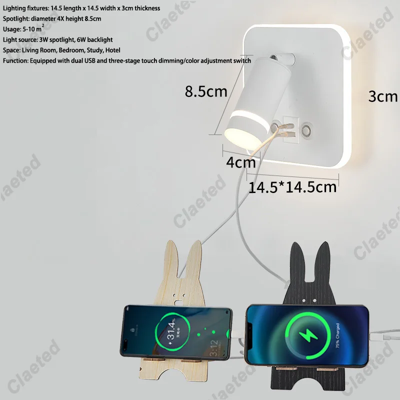 Nieuwe Scandinavische minimalistische wandlamp Hotelinterieur LED-leeslamp Gang Slaapkamer USB Opladen Nachtkastje Versier wandlamp