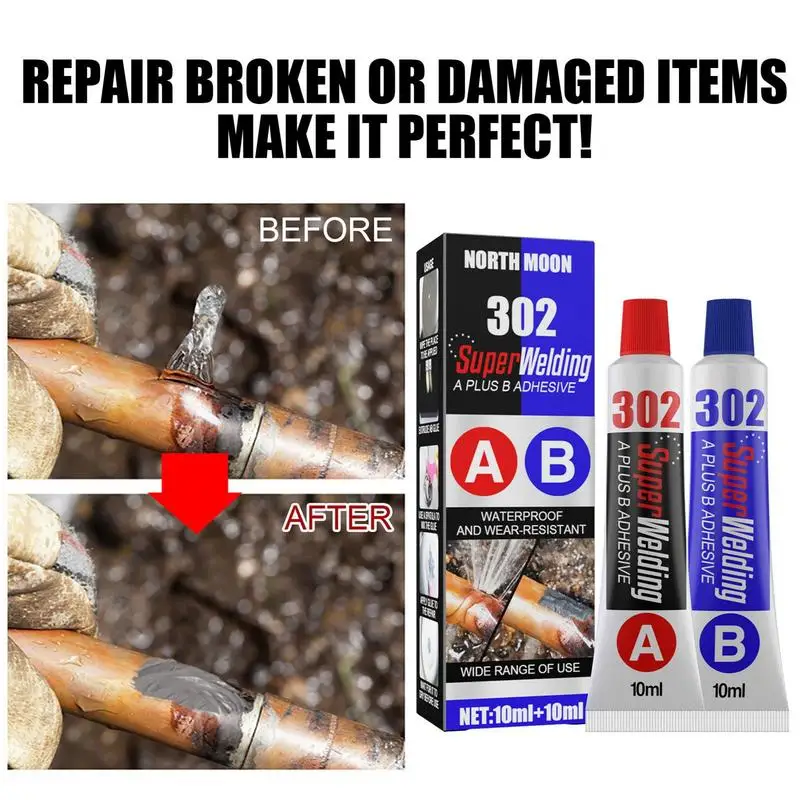 Colle de Réparation AB D.lique, Collage de Fer Résistant à la Chaleur, Soudage à Froid, Agent Adhésif de Réparation de Métal, Ciment de Contact de Roulette pour Réparation