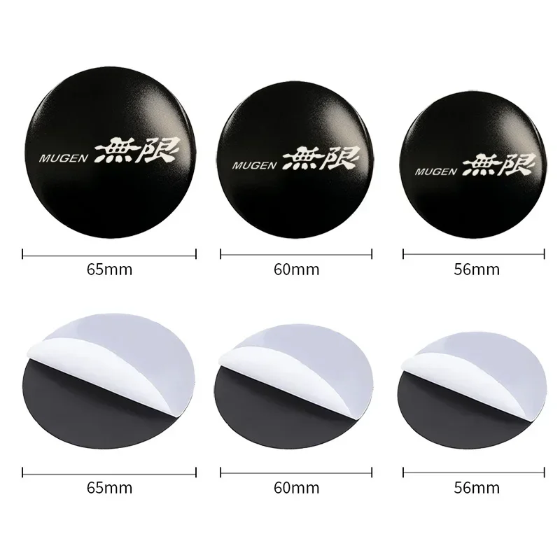 4pcs 56/60/65mm Car Wheel Center Aluminium Stickers for Honda STEPWGN STREAM TYPER TYPES UR-V VEZEL VTEC VTI WR-V XR-V Mugen