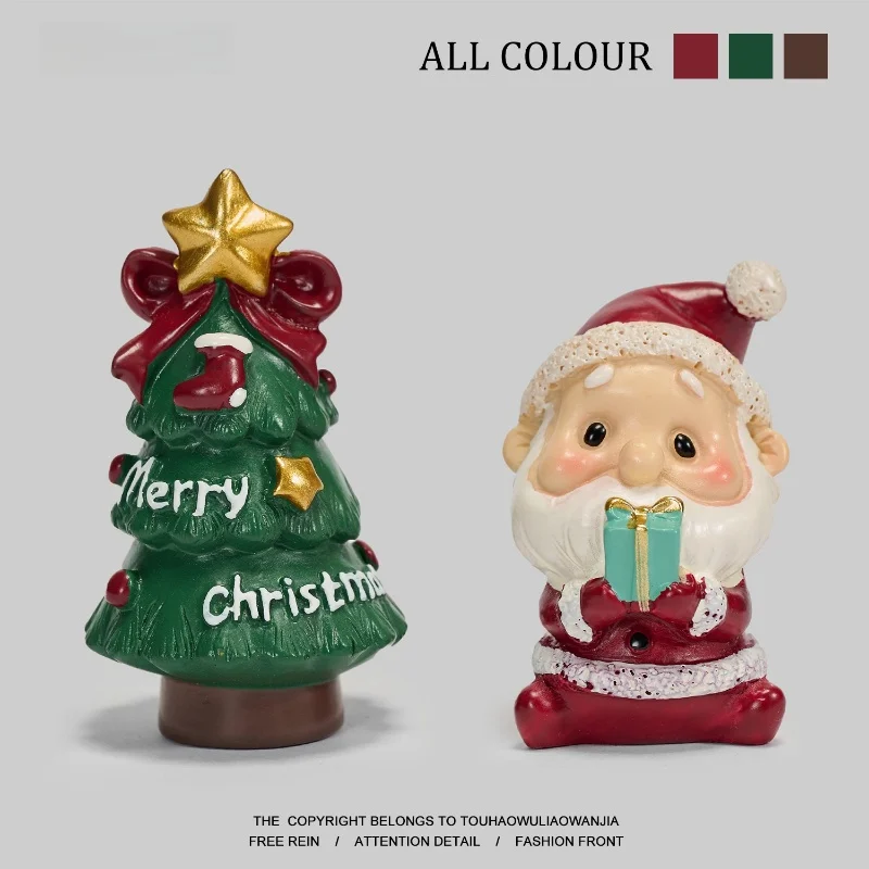 Anime Figure Santa Claus Ornament Christmas Tree Cartoon Figurine Model Dolls Resin Home Ornament Collectible Toy Christmas Gift