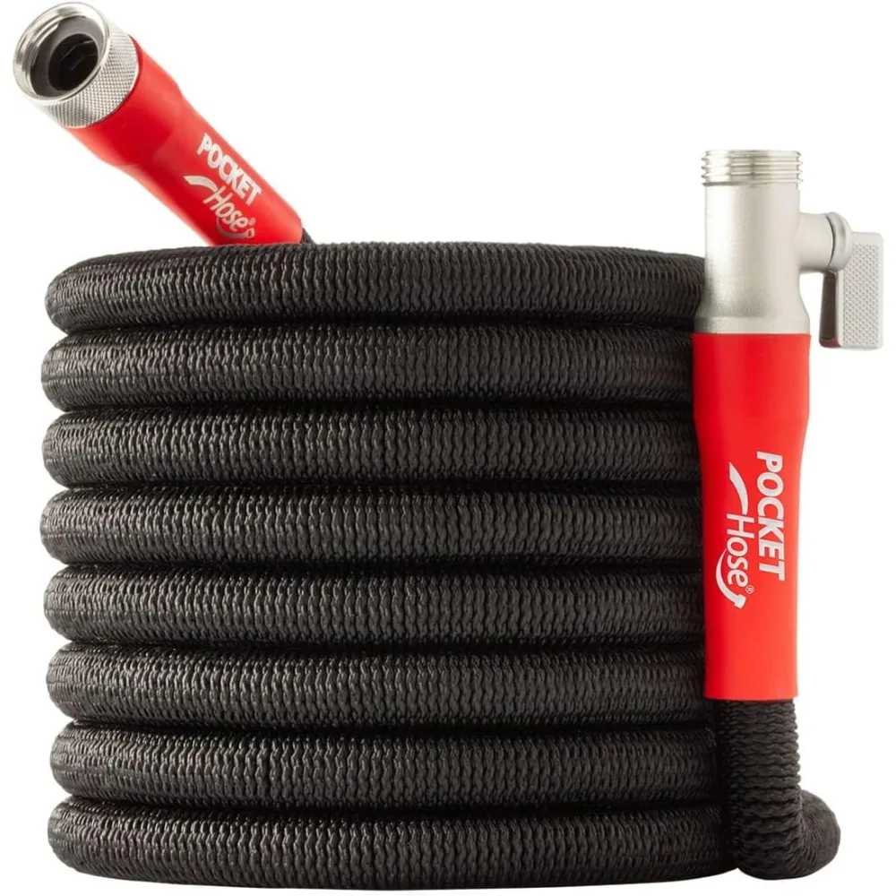 Silver Bullet Expandable Garden Hose 75-FT Adjustable Turbo Shot Nozzle, AS-SEEN-ON-TV, No Lead, Solid Aluminum Connectors