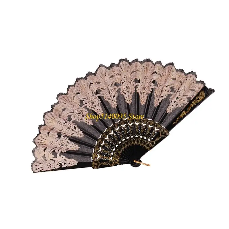 Dxae gouden bloemen vouwen handventilator vrouwen opvouwbare handheld fan voor bruiloftskerk dansende feest huisdecoraties