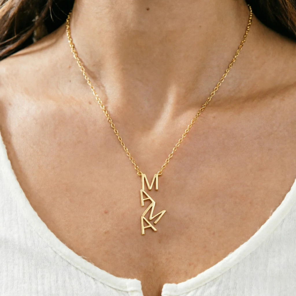 Personalisierte Namenskette aus Edelstahl mit Übergroßem Anhänger, Modische Minimalistische Halskette, Tägliches Geschenk für Sie – Detail 8
