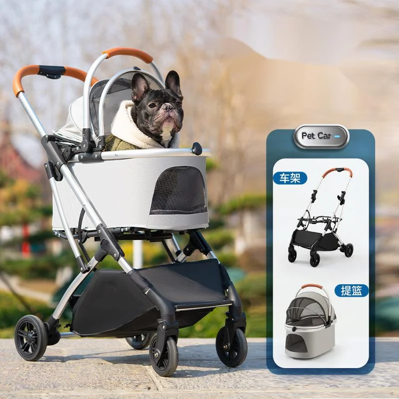 Foldable Pet Stroller Dog Travel Stroller Pushchair Jogger With Storage Basket Brakeswith For Puppy Cat Pet Suplies Outdoor