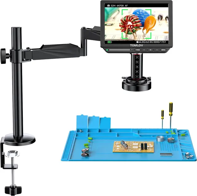 TOMLOV 4K mikroskop cyfrowy 2000X autofokus 8 "TM4K-AF Flex Arm HDMI elektronika mikroskop lutowniczy do naprawy telefonu komórkowego
