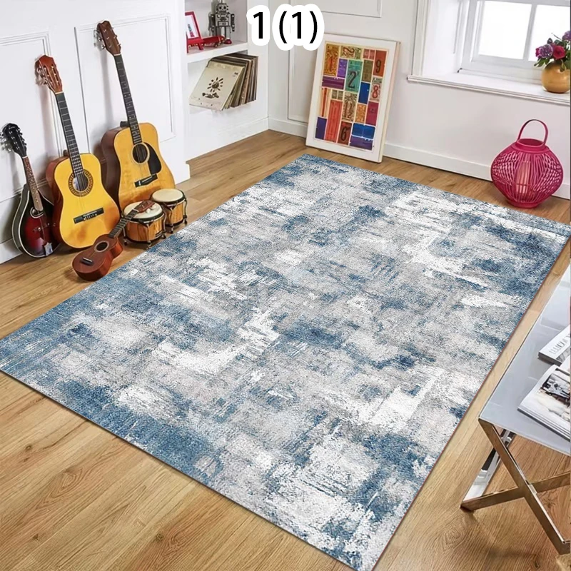 Soft Modern Abstract Distressed Gradient Geometric Boho Cozy Print Living Room Rug Washable Non-Slip Bedroom Rug for Home Decor