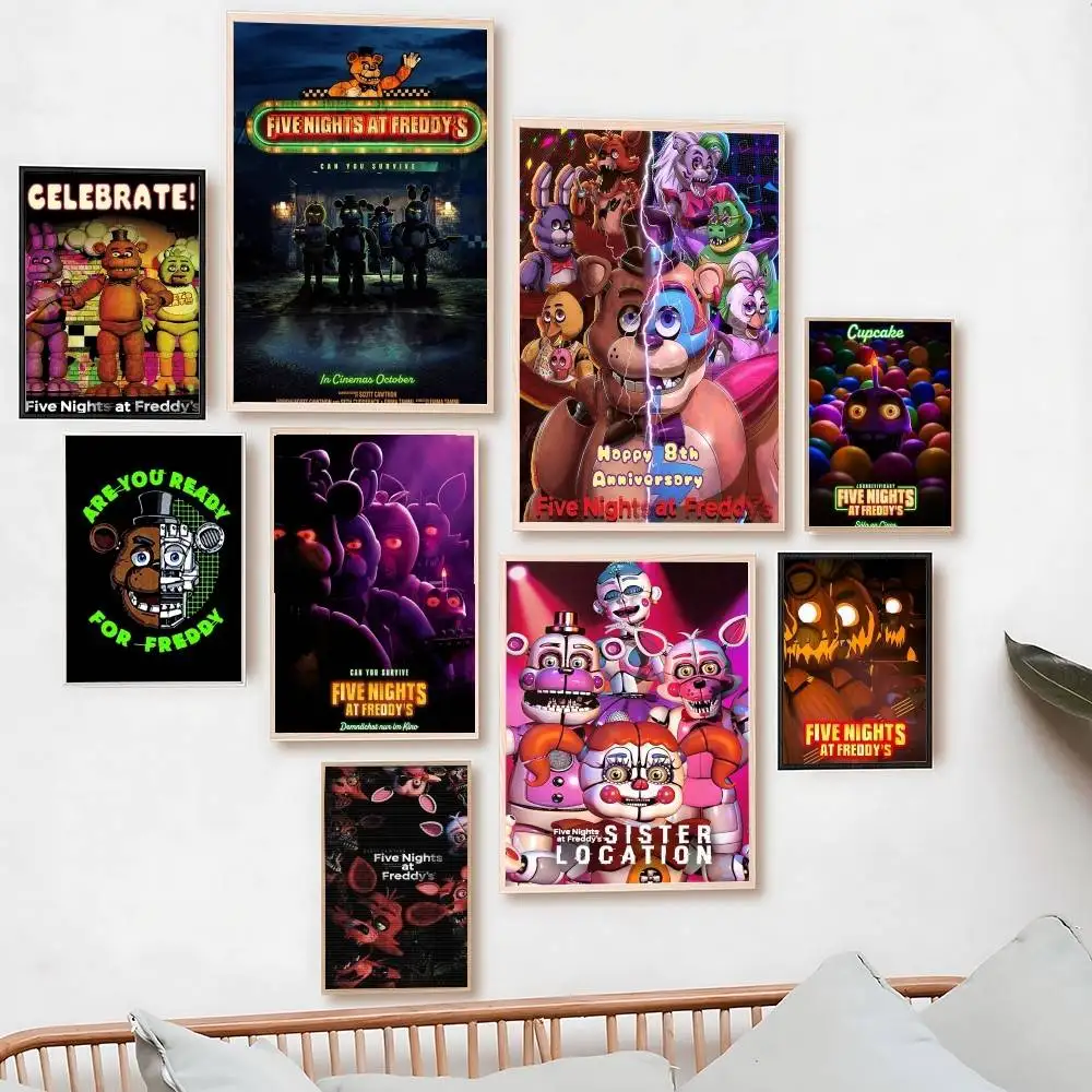 Fnaf F-Five-Nights-At-Freddys Anime-Poster, Druck, Leinwand, Bilder, Zuhause, für Wohnzimmer und Schlafzimmer, Wanddekoration, rahmenlose Malerei