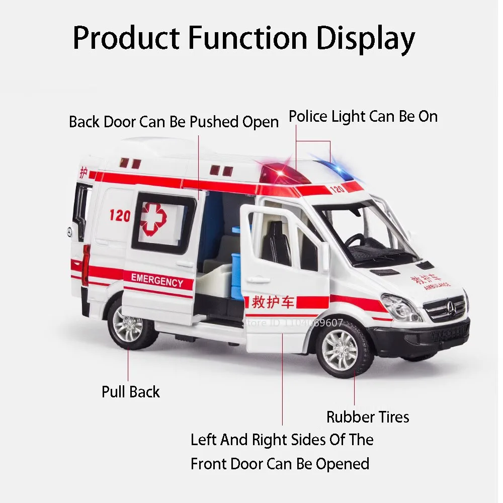 1:36 スケール市救急車モデルおもちゃの車合金ダイキャスト SWAT 車プルバックサウンドライトドアオープン警察車両男の子のためのギフト